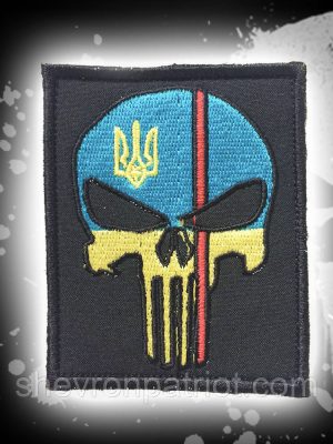 Шеврон (патч) "Каратель" жовто блакитний З червоною лінією