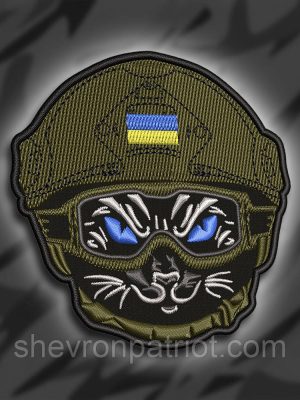 №255 Шеврон Кіт в шоломі 8см
