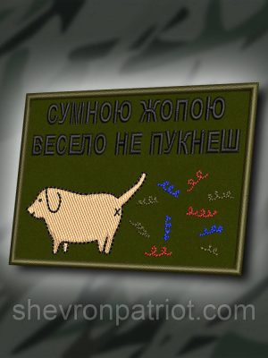 №421 Шеврон "СУМНОЮ Ж0ПОЮ ВЕСЕЛО НЕ ПУКНЕШ" 8Х6СМ